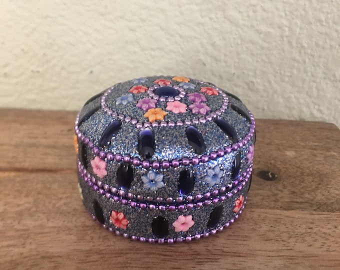 Purple jeweled Indian pill box