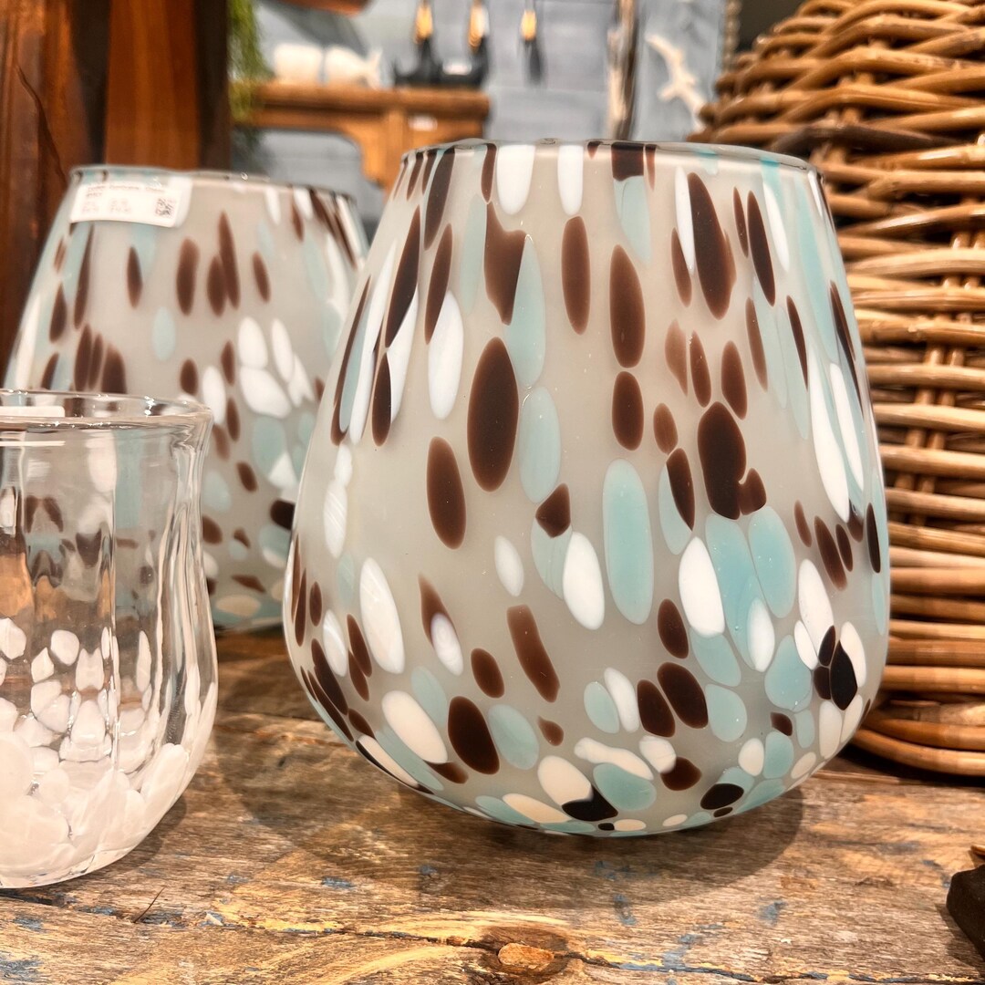 青と白の花柄ガラス花瓶 青と白の芸術的なガラスの花瓶 - Etsy 日本