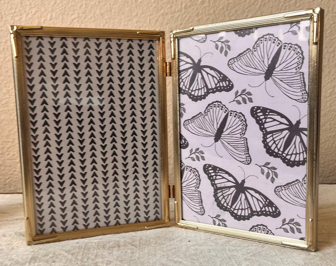 Vintage brass Double 5 x 7 photo frame