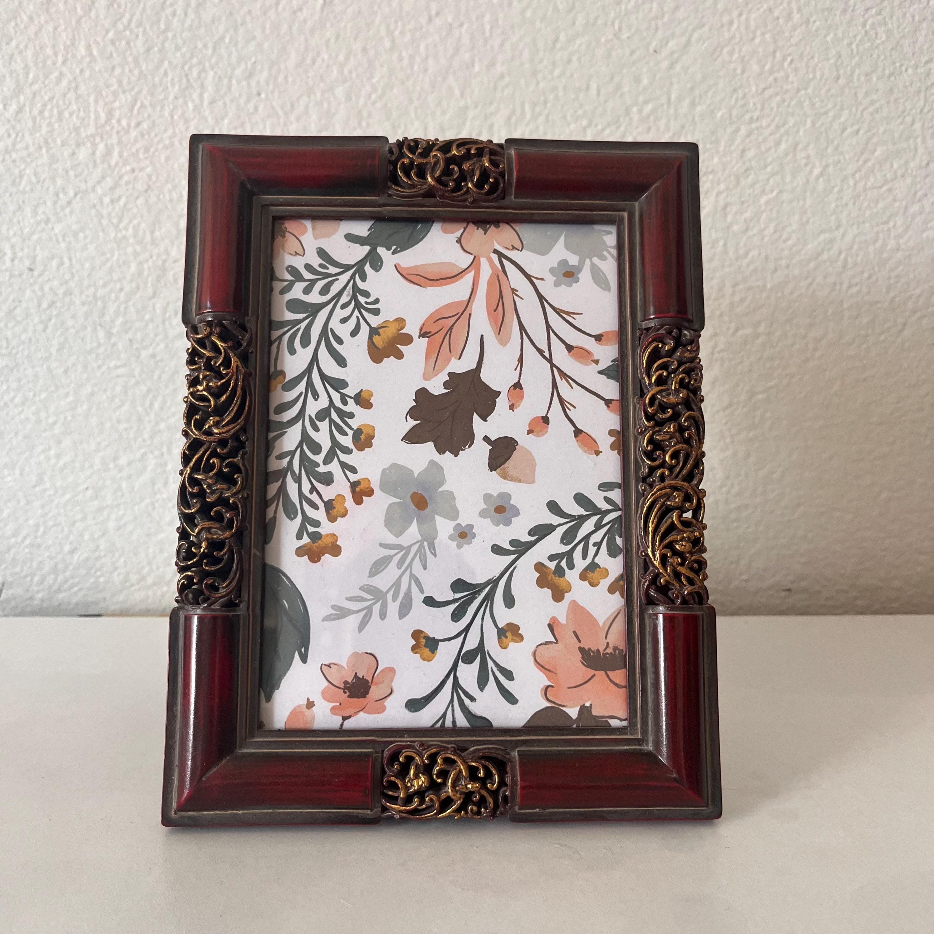Vintage Wood 4 1/2 X 6 1/2 Inch Frame With Gold Ornate
