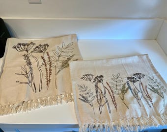 Cotton Tea Towel w/ Floral Image, 2 Styles