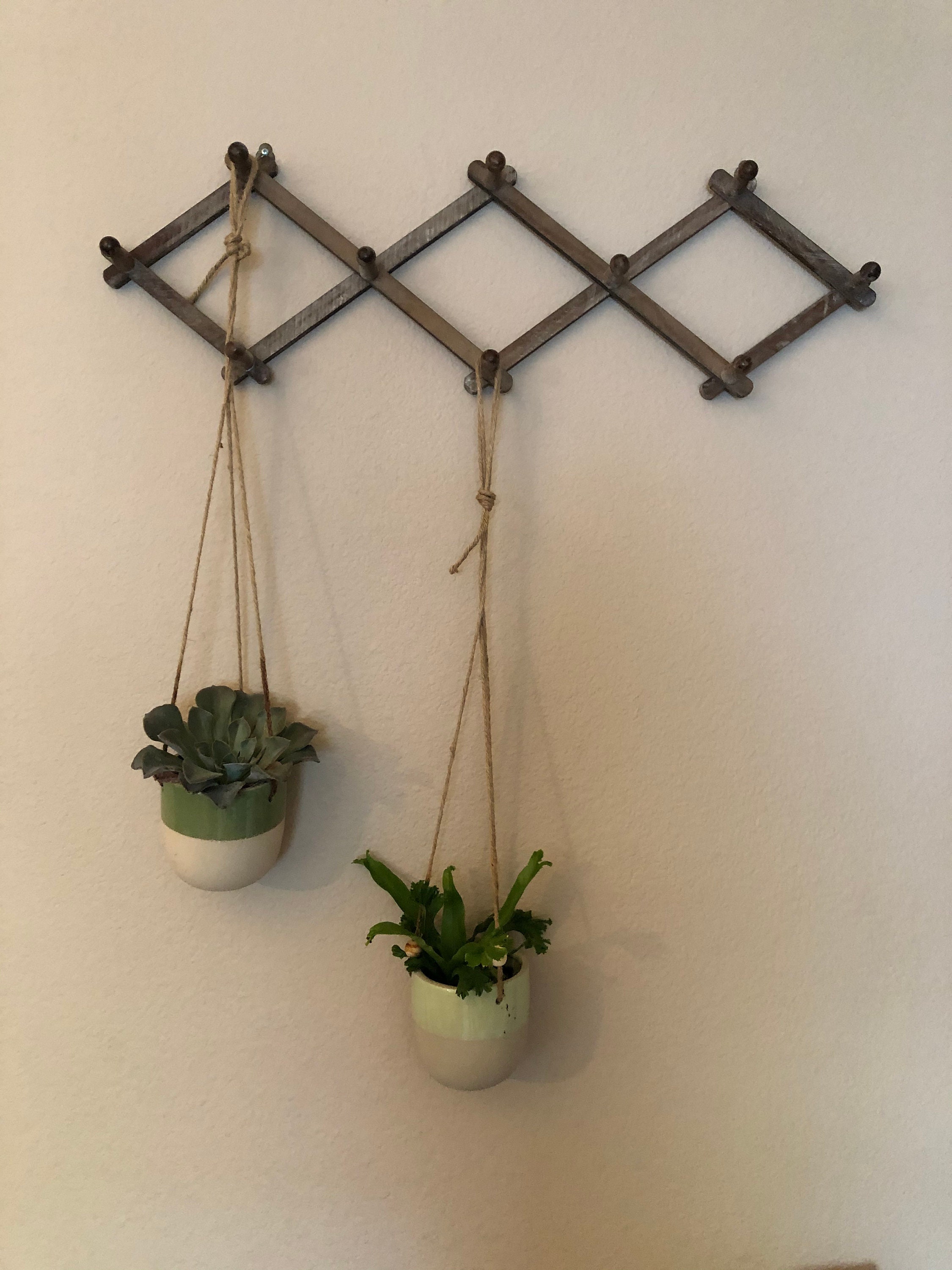 Expandable Accordion Wall Hanger With 10 Pegs in a Distressed Etsy