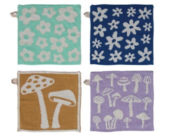 Square cotton burp or wash cloth 4 styles. each sold seperately