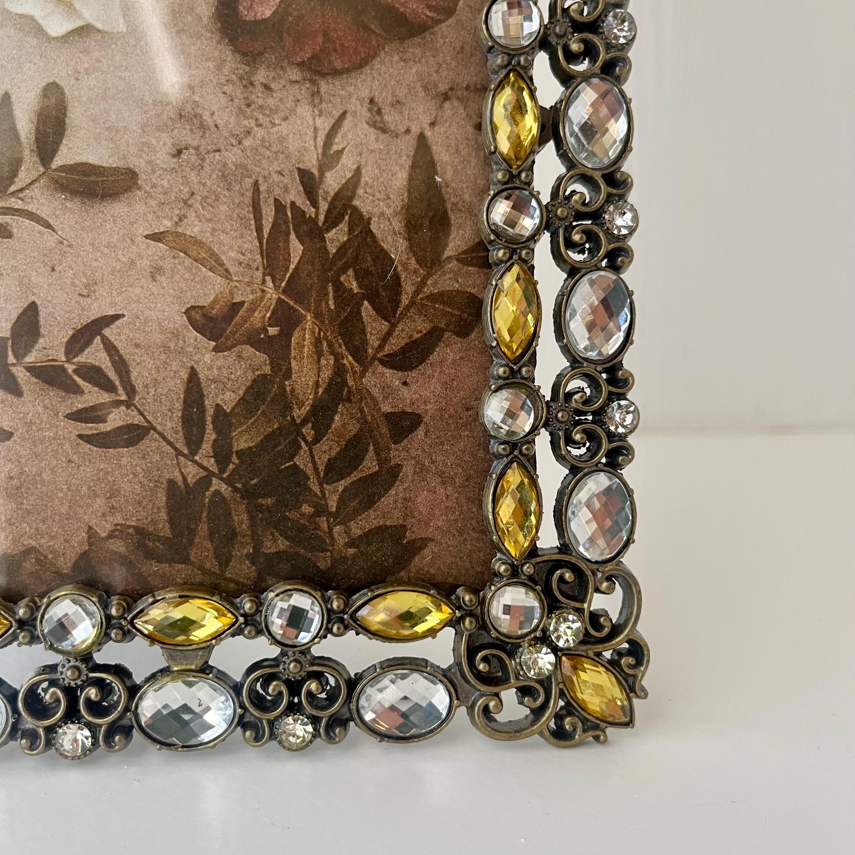 Vintage Silver Toned 7 1/2”x5 1/2” Frame With Rhinestone Detailing