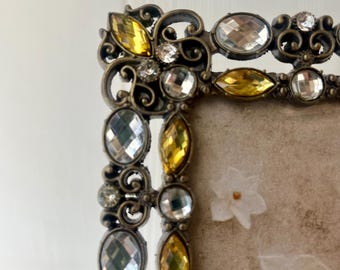 Vintage Silver Toned 7 1/2”x5 1/2” Frame With Rhinestone Detailing
