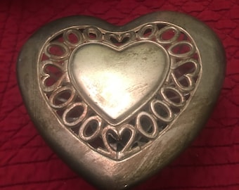 Vintage silver heart jewelry box
