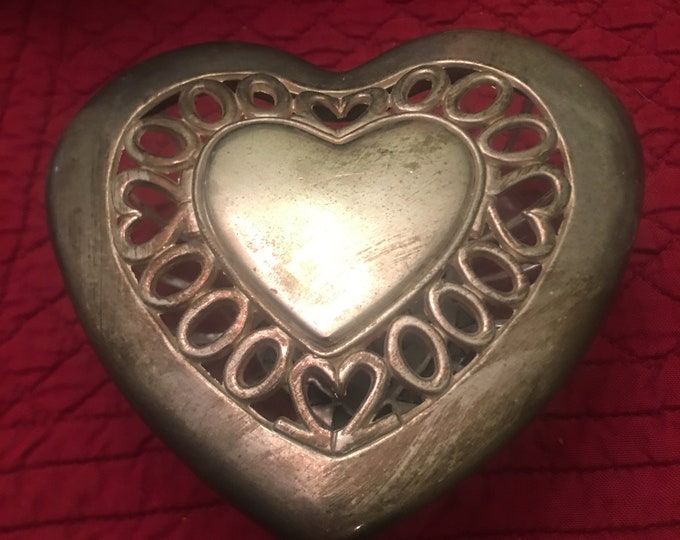 Vintage silver heart jewelry box