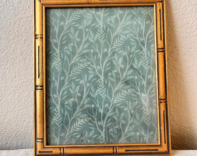Vintage gold etched wood 9 1/2 x11 1/2  inch photo frame holds 8 x9 1/2" image. Hangs only