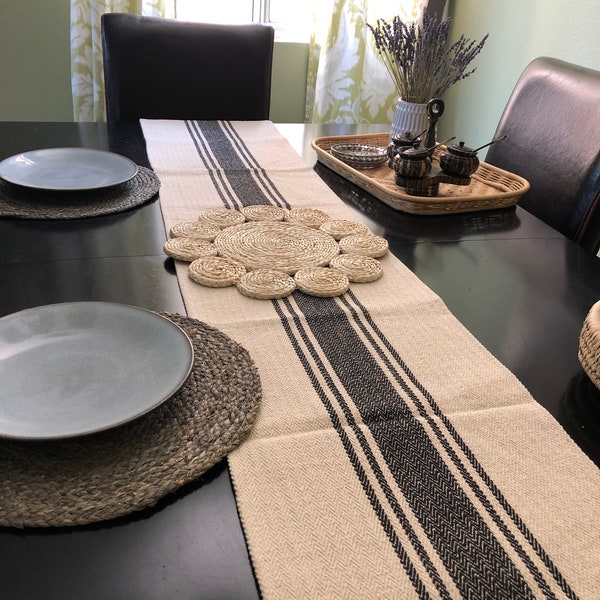 Striped Table Runner Etsy