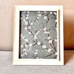Vintage white wood frame holds a 9 1/2&quot;x 7 1/2&quot; inch image