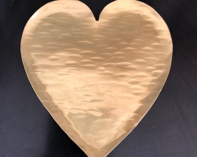 Hammered brass heart or circle jewelry plate