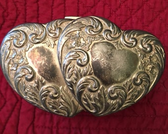 Vintage double heart jewelry box