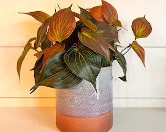 Rustic bronze and blue textured planter 4.75"x5"