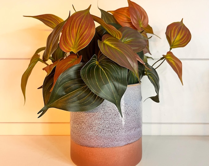 Rustic bronze and blue textured planter 4.75"x5"