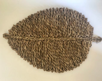 Leaf Shaped rattan placemat 20”x 14”
