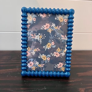 Vintage style blue hob knob 7 3/4"x 5 3/4" frame holds approximately 5x7 image