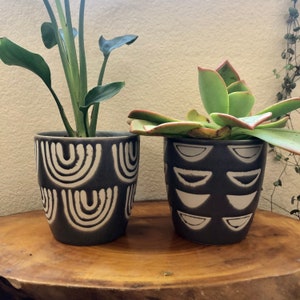 Brown and white Boho Luna and Arches pot 5 inch by 5 inch. No drain holes