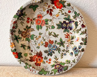 Vintage Daher floral tray 10"D x2" H