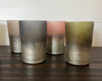 Frosted glass votive tealight/votive holders, boxed set of 6