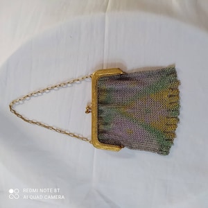 Whiting and Davis Multi - Coloured Chainmail / Mesh Purse