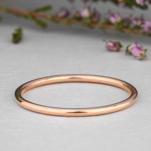 14K massief roségouden ring, eenvoudige trouwring dames 1,2 mm, minimalistische gouden trouwring