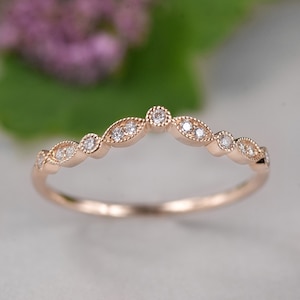 Diamond Chevron Ring, Delicate Diamond Ring, Curved Wedding Band, Crown Ring, Contour Wedding Band, Tiara Ring, Diamond V Ring Art Deco Ring