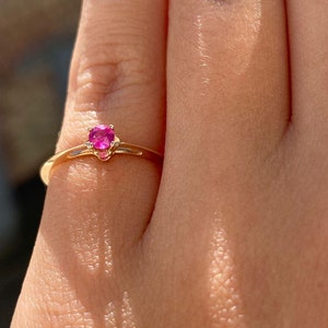 14k gold stackable ruby ring, ruby engagement ring,... 14K Gold Stackable Ruby Ring, Ruby Engagement Ring, Gold Genuine Ruby ...