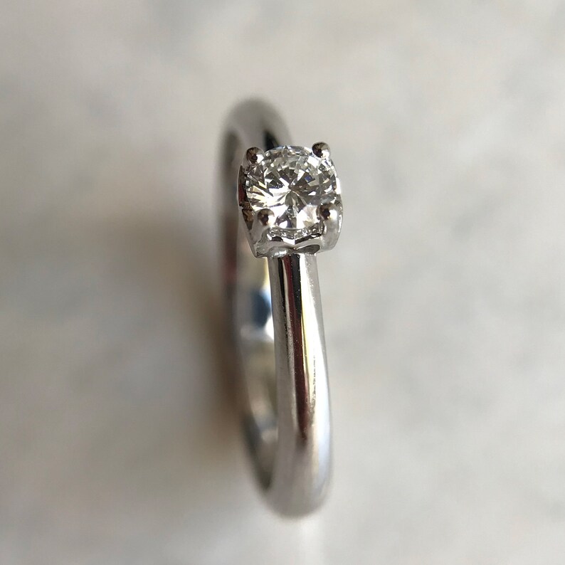 Diamond Engagement Ring 14K White Gold Promise Ring Dainty - Etsy