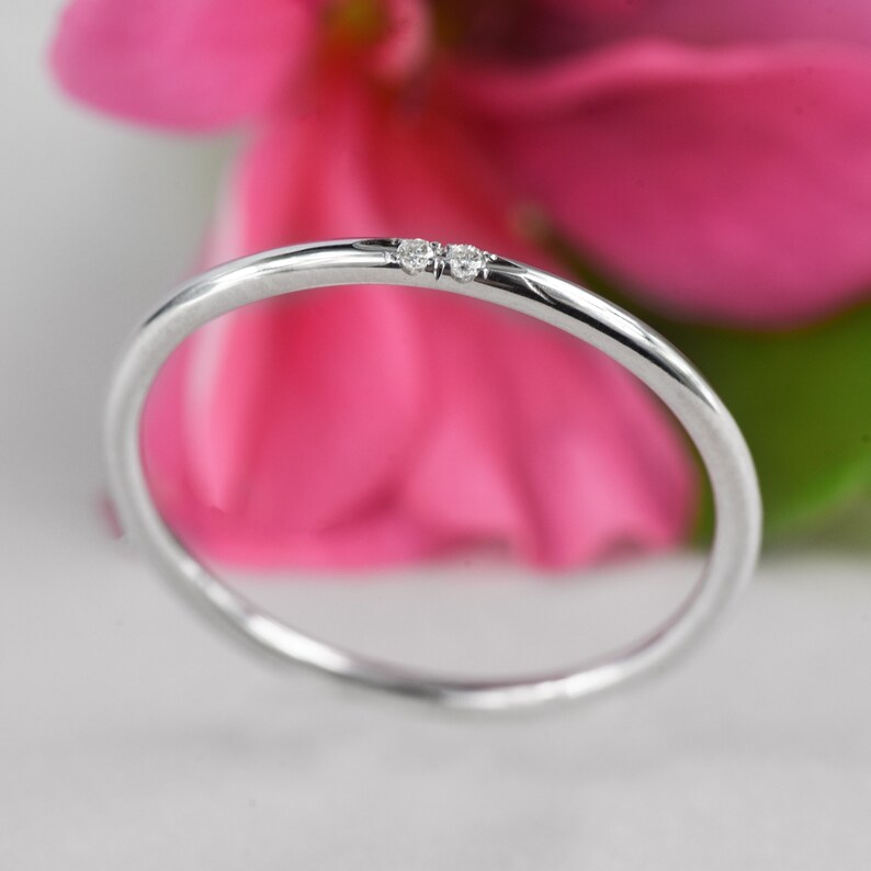 Minimalist 14k Gold Ring Thin Rose Gold Ring Natural Stone Etsy