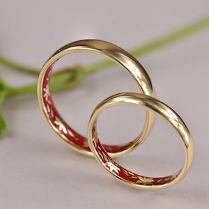 Gold Wedding Band Set, Wedding Ring Set His And Her, Unique Wedding Band Sets, Wedding Bands Women