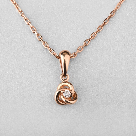 Celtic Knot Necklace With Diamond 14k Gold Diamond Solitaire - Etsy