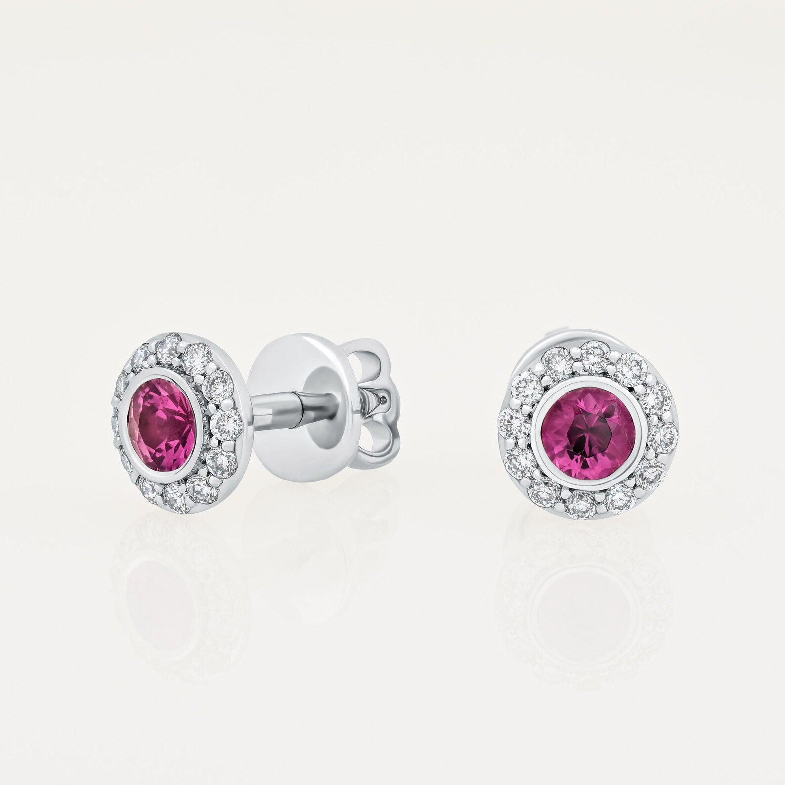 Round Ruby Stud Earrings Screw Back Circle Ruby Earrings 14K Etsy