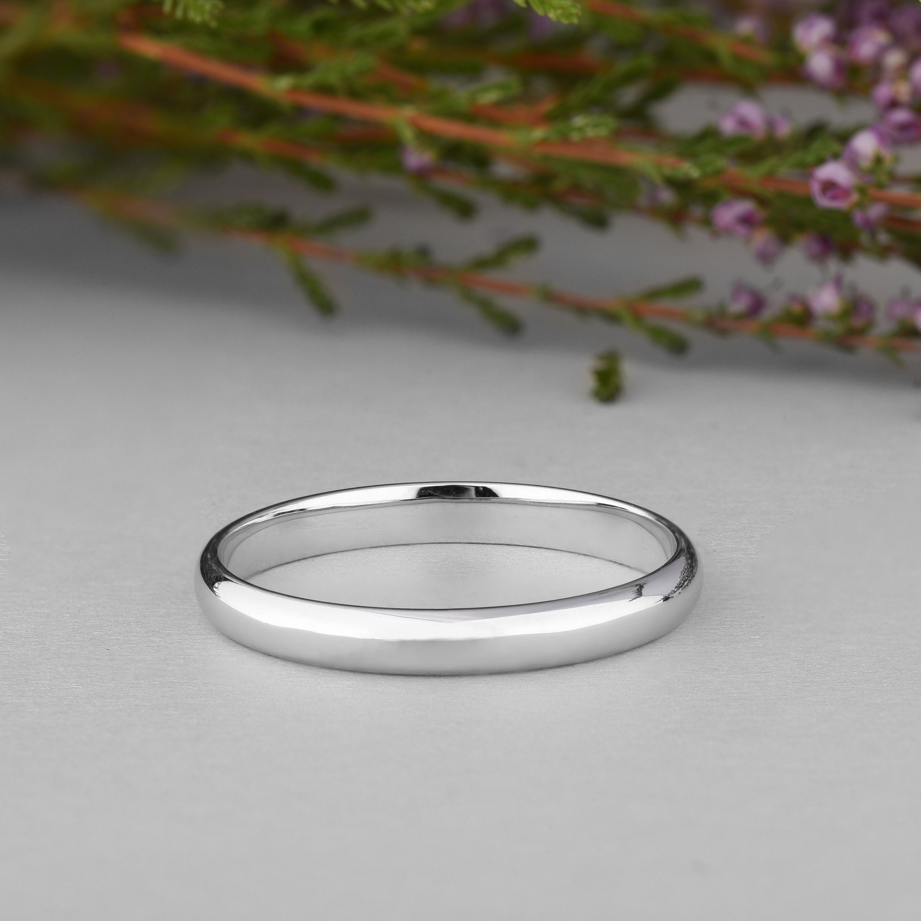 Durable Minimalist White Gold Wedding Band Simple Wedding Etsy UK