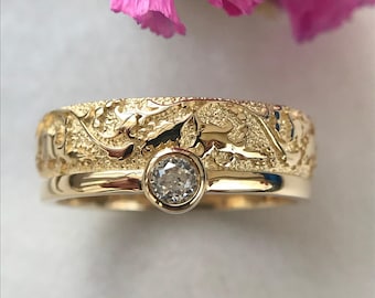 Diamond Wedding Band Vine Wedding Band Antique Wedding ring Art Nouveau Ring 14K Gold Cubic Zirconia Ring Wedding Ring