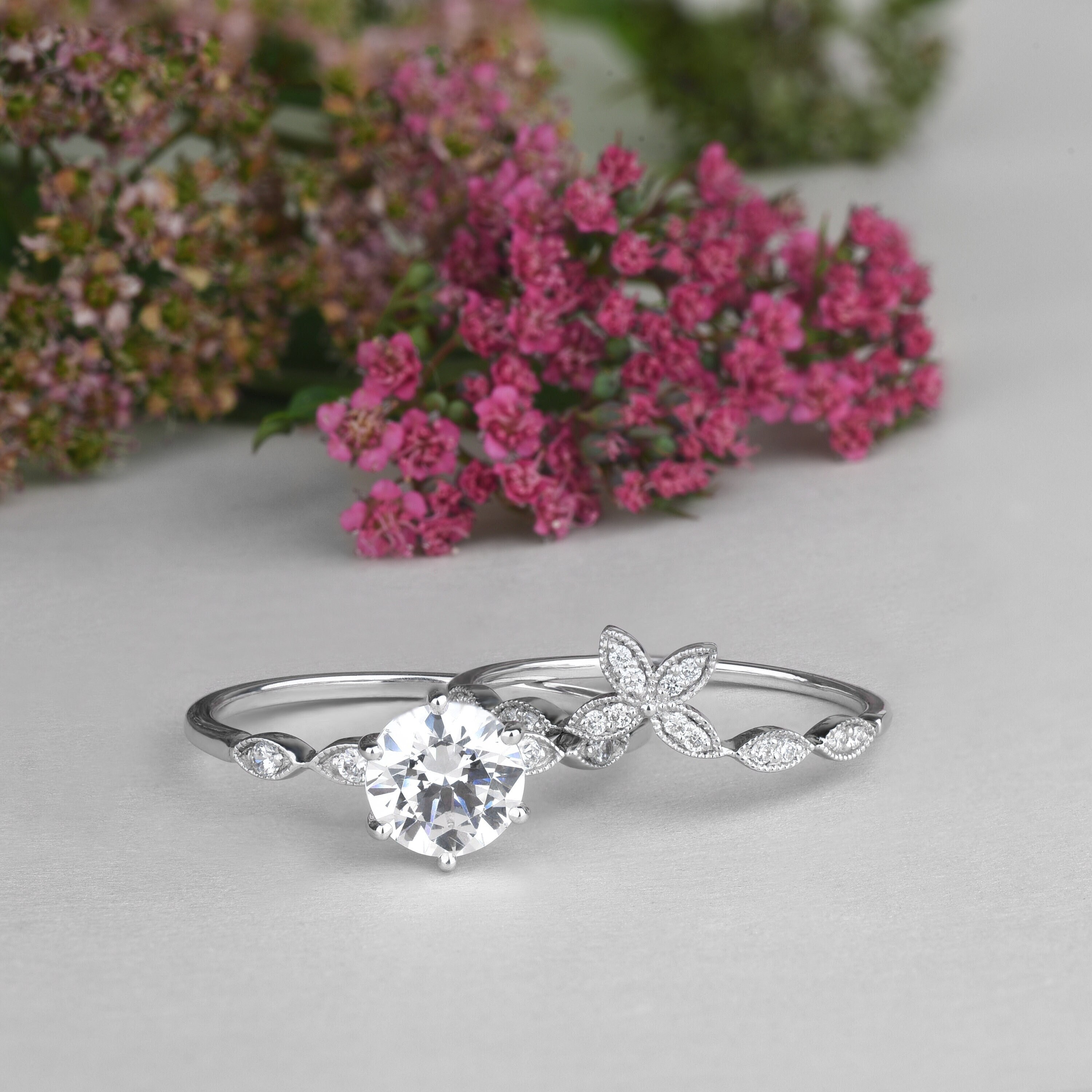 Butterfly wedding deals ring set