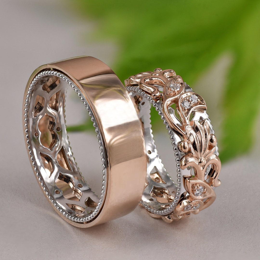 Matching Wedding Bands Wedding Band Set His And Hers His And Etsy matching-wedding-bands-wedding-band-set-his-and-hers-his-and-etsy