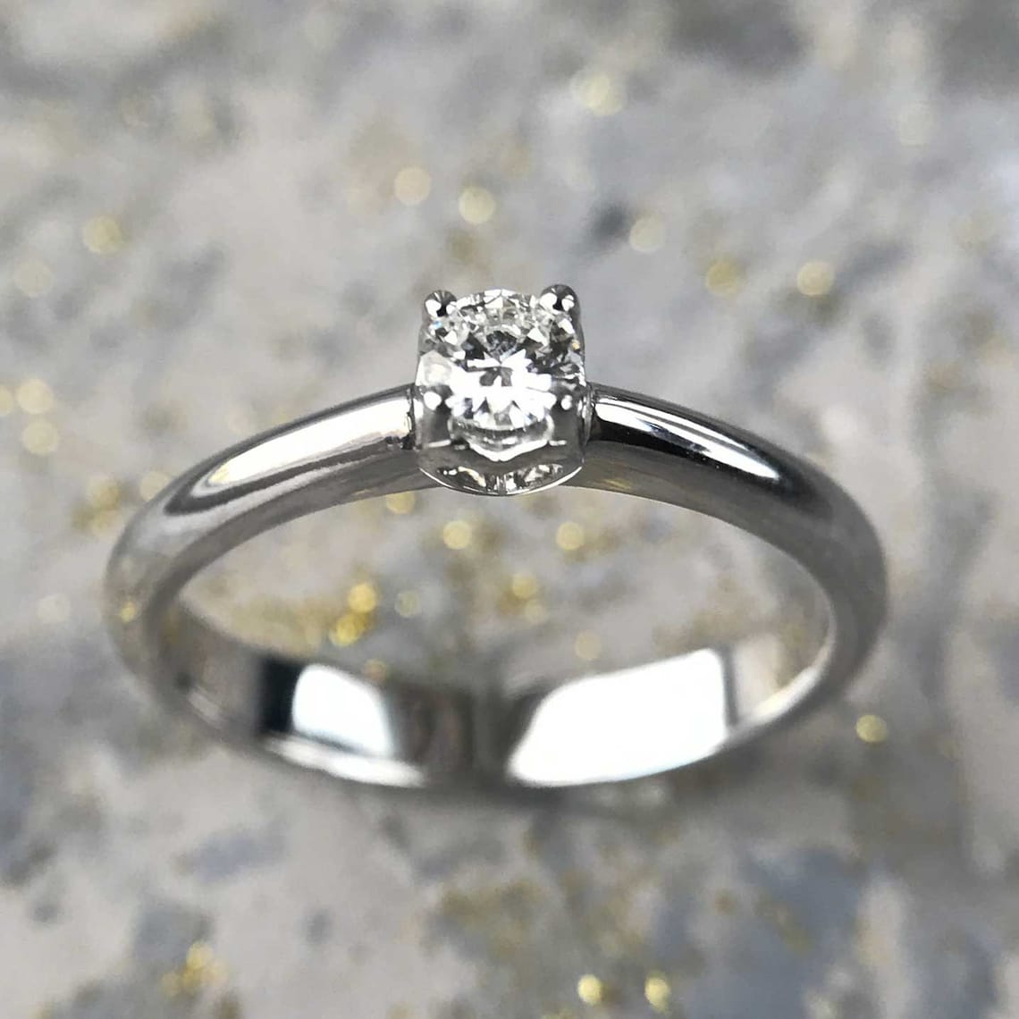 Diamond Engagement Ring 14K White Gold Promise Ring Dainty - Etsy