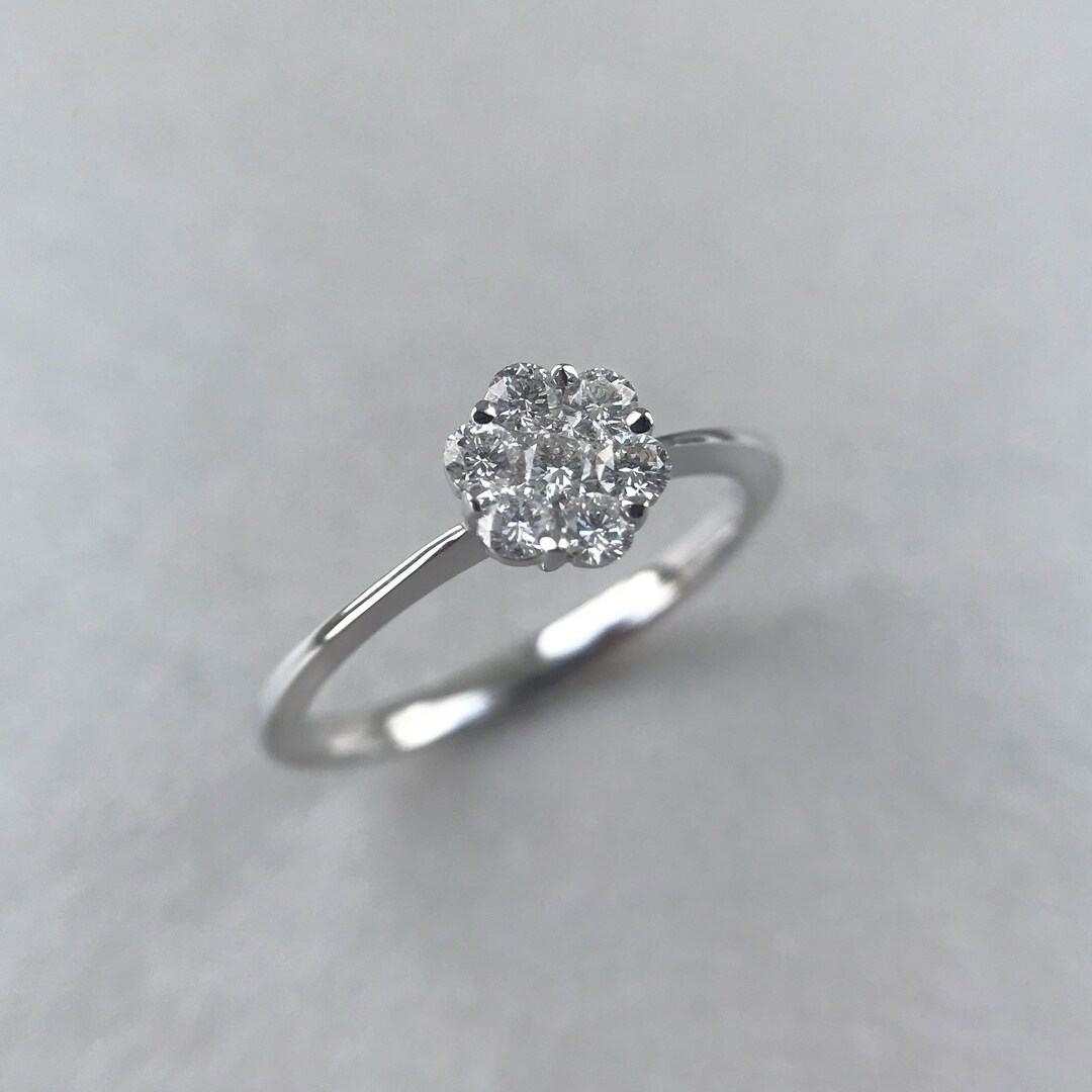 Floral Engagement Ring/diamond Engagement Ring/ Diamond Daisy Ring/gold