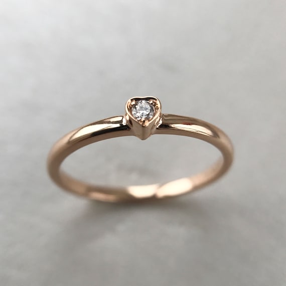 Simple 1.2ct Round Charles & Colvard Brilliant Moissanite Ring Solid 14K Rose  gold Ring