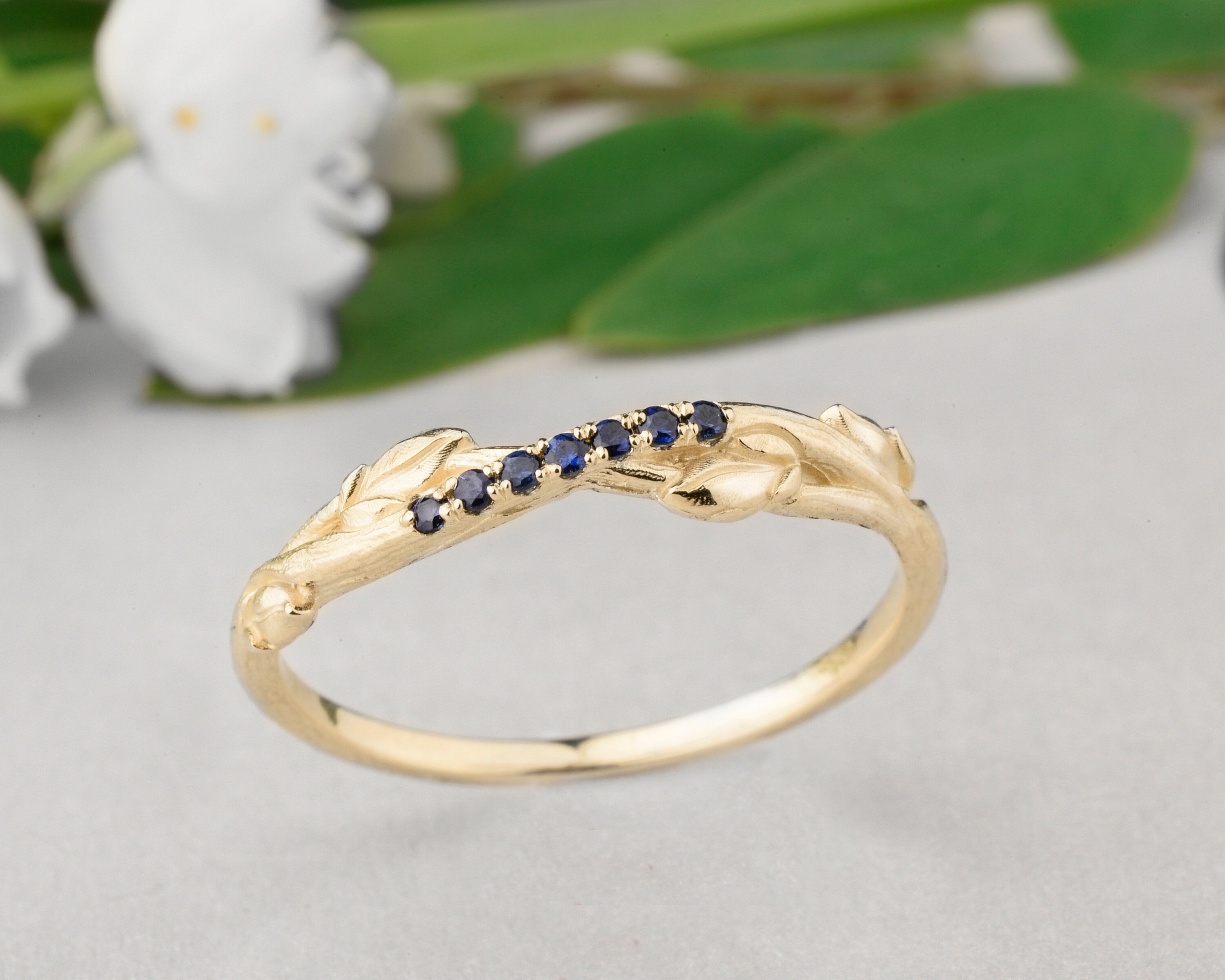 Sapphire Tree Branch Ring Tree Bark Ring With Real Sapphires Etsy