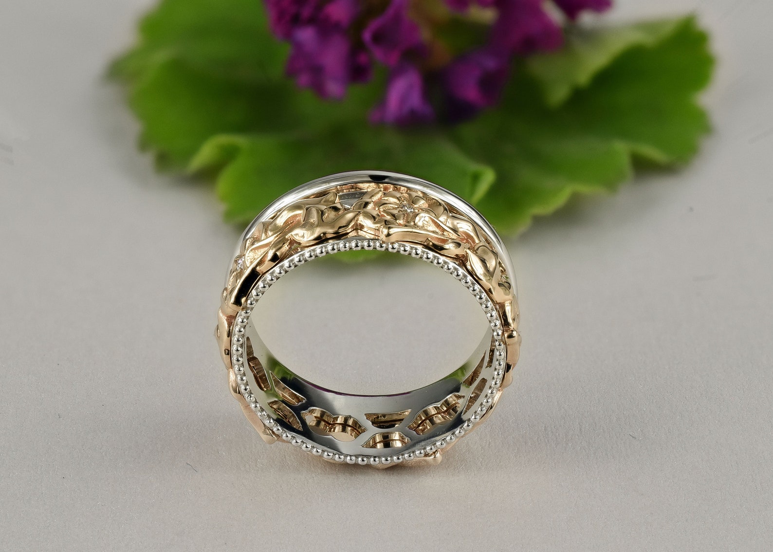Art Nouveau Ring Rose Gold Wedding Band Women Unique Wedding - Etsy