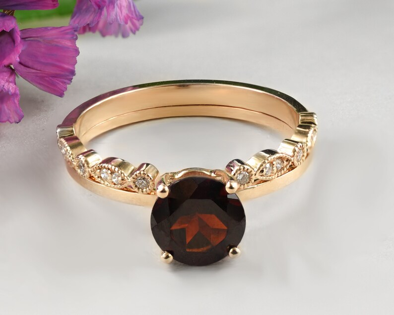 Engagement Ring Vintage Style Gold Ring Rose Etsy