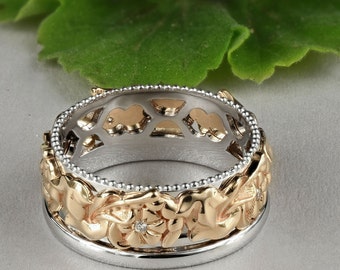 Art nouveau ring,  Rose gold wedding band women, Unique wedding band women, Art carved Wedding Bands, Womens wedding band, Unique gift