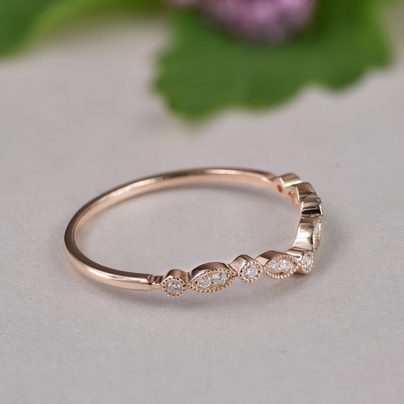 Diamond V Ring Art Deco Ring Crown Ring Tiara Ring Contour Wedding Band Curved Wedding Band Delicate Diamond Ring Diamond Chevron Ring
