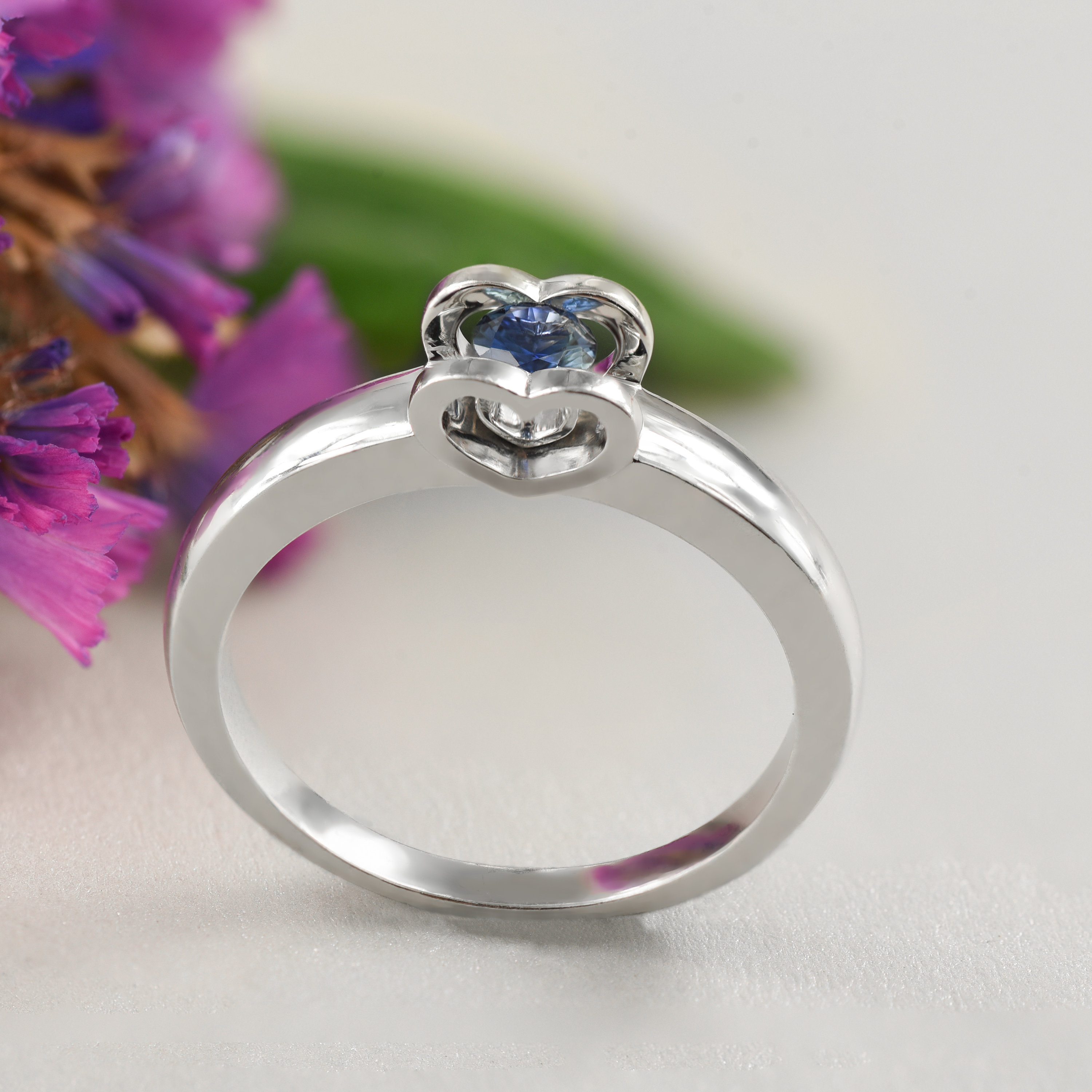 Blue Sapphire Engagement Ring Heart Shaped Sapphire White Gold Etsy