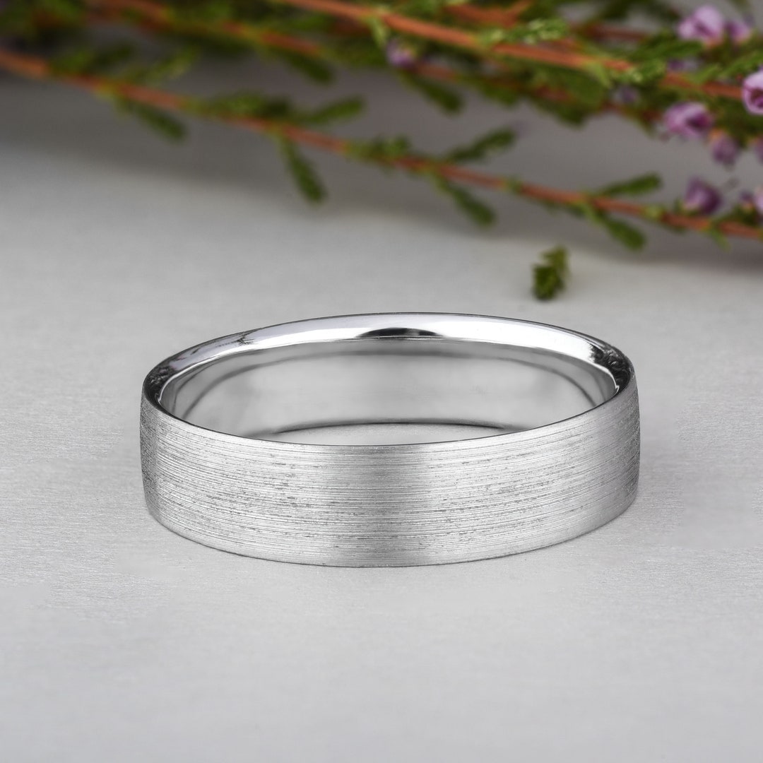 Mens Wedding Band White Gold Simple Wedding Band for Him - Etsy