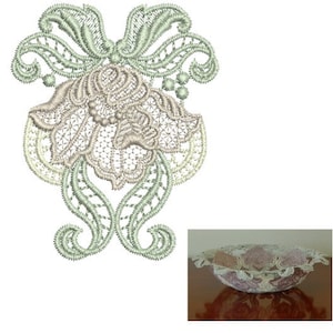 Lace - Antique Flower Design Small - 03 - Designer Lace - beautiful free standing lace machine Embroidery design by Sue Box