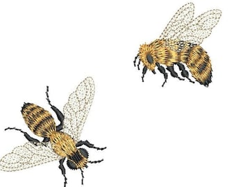 Bees-  Mini Bees embroidery design by Sue Box - 2 Bees in 2 Sizes from our Embroidery favourites