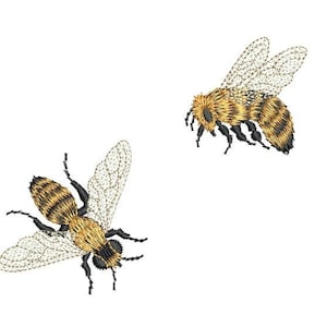 Bees-  Mini Bees embroidery design by Sue Box - 2 Bees in 2 Sizes from our Embroidery favourites