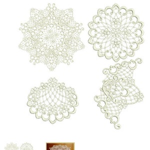 Lace Doily 3 Piece Set - beautiful free standing lace machine Embroidery design by Sue Box